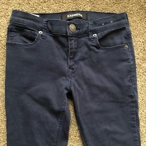 Express High Waisted Dark Wash navy blue Supersoft Skinny Jeans